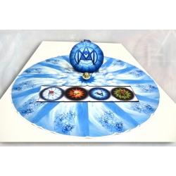 Zestaw obrus+ średnia makata+ poduszka z żywiołami (woda)