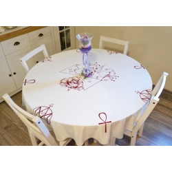 Obrus biały ze wzorem MM