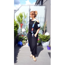 Bluzka czarna z opadającym ramieniem CHI